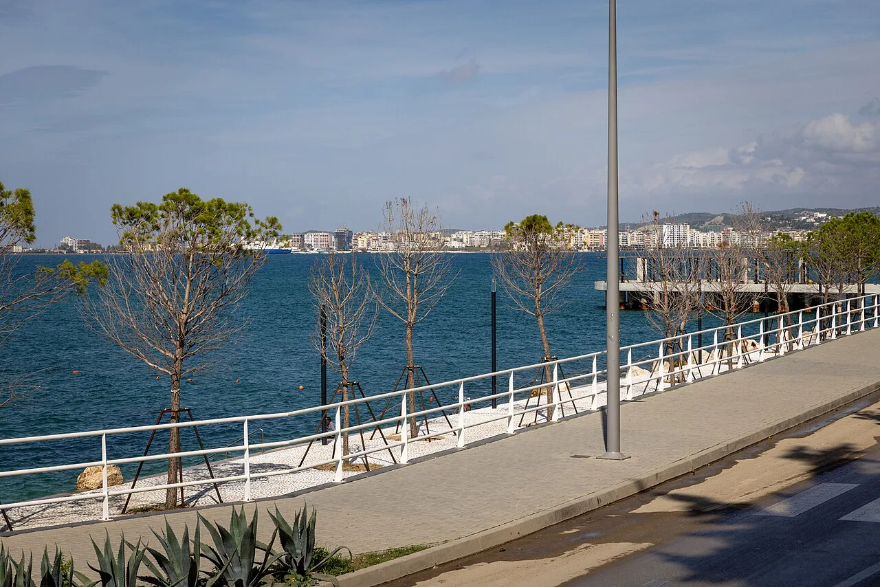The seafront promenade beside the Nafta pier in Vlorë.