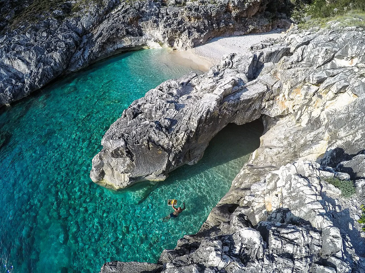 A rocky cove at Skaloma on the Karaburun Peninsula near Vlorë.