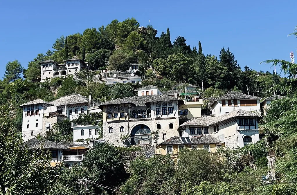 Ottoman-era stone houses around Skenduli House in Gjirokastër's old town.