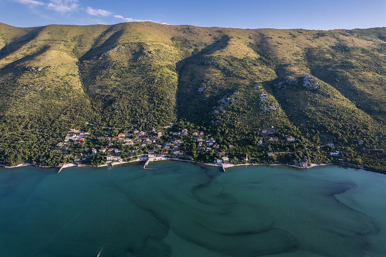 The village of Zogaj on the hillside above Lake Shkodër.